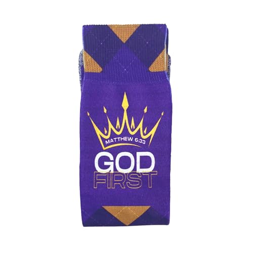 Men's – Christian Crew Socks for Men with Scripture | Moisture-Wicking | Easter Gift Idea - color: God First (Matthew 6:33)