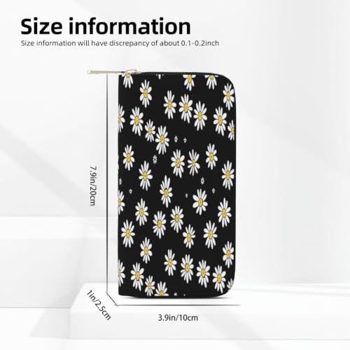 Chrysanthemum PU Leather Long Wallet for Women Men, Zipper Clutch Wallet RFID Card Holder Organizer - color: Chrysanthemum