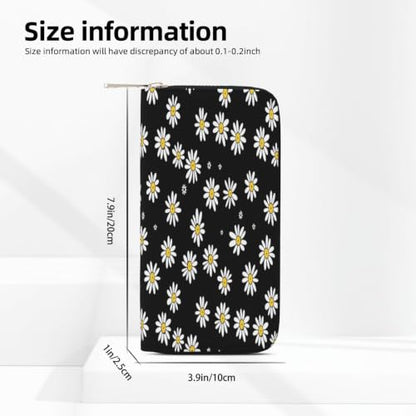 Chrysanthemum PU Leather Long Wallet for Women Men, Zipper Clutch Wallet RFID Card Holder Organizer - color: Chrysanthemum