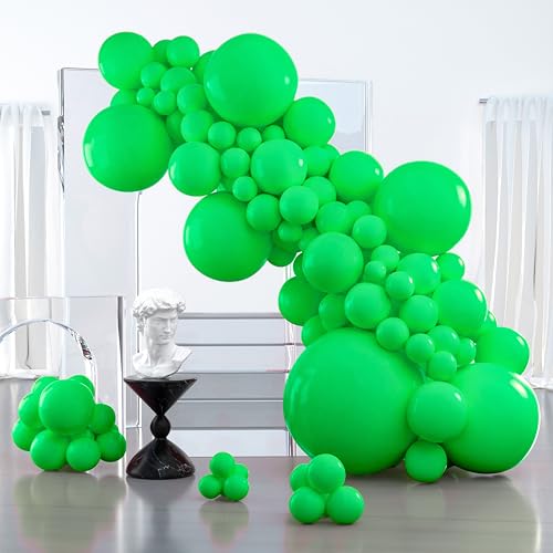PartyWoo Green Balloons 100 pcs Different Sizes of 36 18 12 10 5 Inch Green Balloon Arch Kit Garland for Birthday Baby Shower Graduation Dinosaur Jungle Golf Football Theme Party Decorations Green-Y24 - color: Green-y24, size: 127PCS