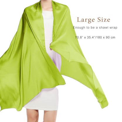 RIIQIICHY Women Shawls and Wraps for Evening Dresses Like Chiffon Silk Scarf Formal Silky Pashmina Shawls for Weddings - color: Green Scarf