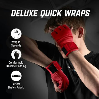Hayabusa Deluxe Quick Wraps for Men and Women - Boxing & Martial Arts Hand Wraps - color: Red, size: Medium