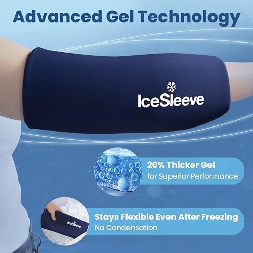 IceSleeve Elbow & Knee Ice Pack Wrap, Cold & Heat Therapy, Blue XL, 1 Pack | Reusable flexible gel ice pack for knee injuries, eases tennis elbow, golfers elbow, knee injuries, worn on skin or clothing
