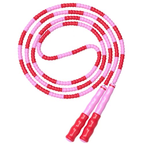 Leeboom Jump Rope, Adjustable Length Tangle-Free Segmented Soft Beaded Skipping Rope, Fitness Jump Rope for Kids, Man, and Women Weight Loss 9.2 Feet - color: Pink
