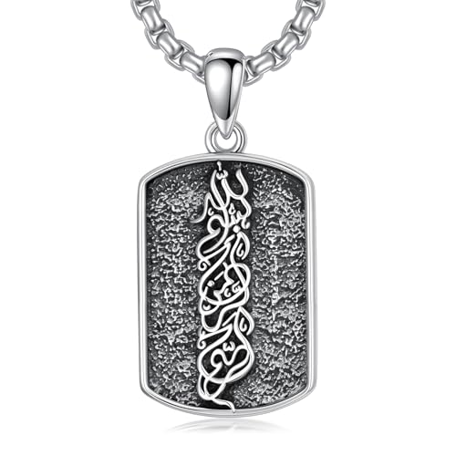 Allah Necklace 925 Sterling Silver Lotus Allah Pendant Arabic Muslim Jewelry for Women Men - style: Style-3