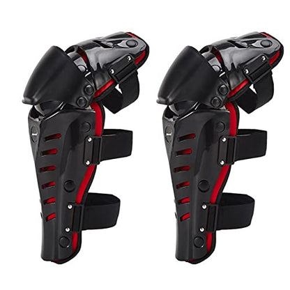 Motorcycle Knee Shin Guard Pads, Long Leg Sleeve Crashproof Motocross Protective Gear Armor Bendable Adjustable Mtb Knee Pads for Men Mountain Biking Racing (Black/Red) - color: Black/Red