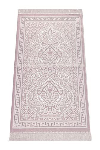 ihvan online, Soft Plush Lux Velvet Muslim Prayer Rug | Thick Janamaz | Sajadah | Soft Islamic Prayer Rug | Islamic Gifts | Prayer Carpet Mat, Elegant, Color: Brown - color: Brown