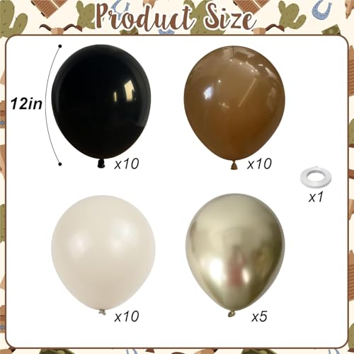 Brown Black Gold Balloons 12 Inch Neutral Balloons for Cowboy Western Party - color: Brown Black Gold