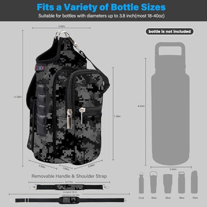 icolor Magnetic Gym Bag Water Bottle Carrier Holder with Phone Pockets & Shoulder Strap,Gym Magnetic Bag 5 Built-in Magnets Gym Accessories Organizer Sling Bottle Bag Pouch Sleeve - color: Camouflage
