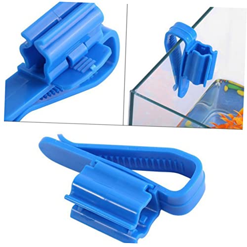 2pcs Aquarium Filtration Hose Holder Clip Water Clip for Fish Tank Pump Stabilization Soft Tube Clamp for Easy Cleaning and Water Changes Blue - size: 8.5*1.8CM