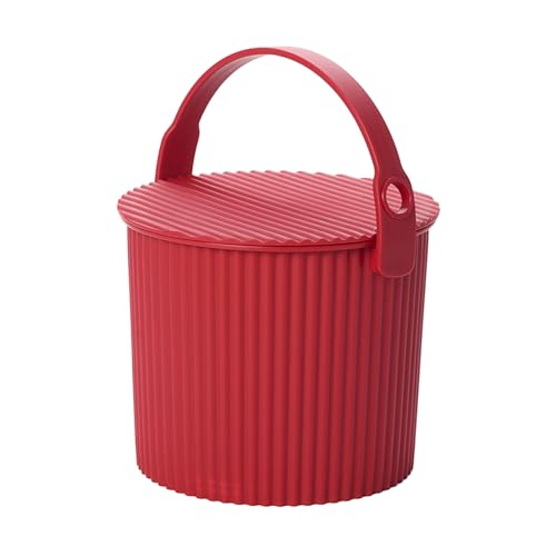 Hachiman Mini Bucket, 1.1 Gallon Heavy Duty Bucket with Lid & Handle | Hands-Free Filling, Easy to Stack and Store, Indoor Outdoor Use - color: Red, size: Mini