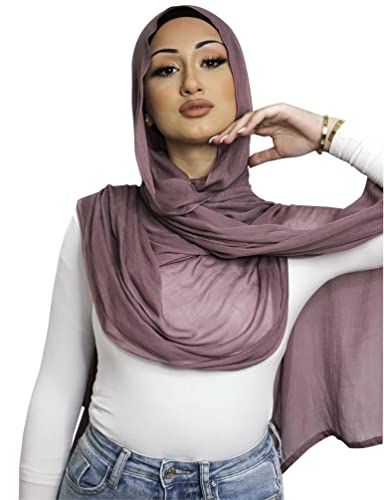 Txameru Women's Viscose Cotton Hijab Scarf - color: Mauve