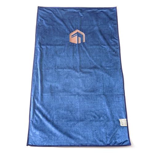 Muslim Travel Prayer Rug, German Velvet Hand-Embroidered Kaaba Mosque, Portable Foldable Islamic Prayer Mat for Travel (Blue) - color: Blue