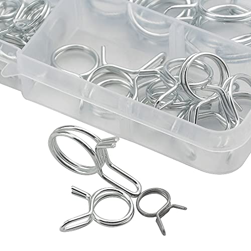 WMYCONGCONG 70 PCS Double Wire Fuel Line Hose Tube Spring Clips Clamp Assortment Kit Irrigation Hose Clamp for Motorcycle ATV, 6-18mm