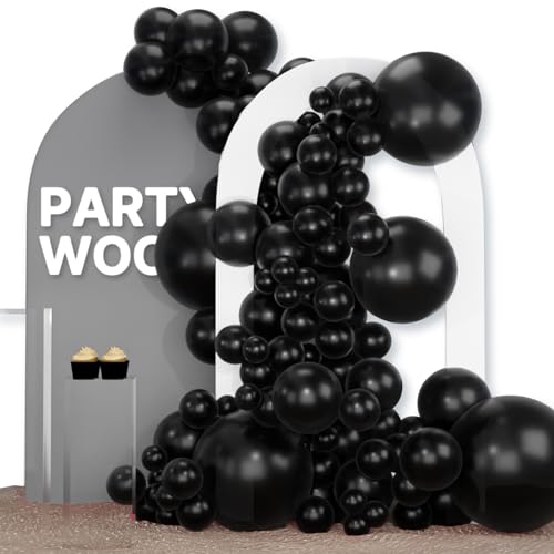 PartyWoo Black Balloons 120 pcs Different Sizes of 18 12 10 5 Inch Black Balloons Arch Kit Garland for Baby Shower Birthday Graduation Casino Gaming Anniversary Race Car Party Decorations Black-Y18 - color: Black-y18