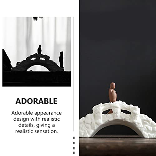 Cabilock 1pc Ornaments Miniture Decoration Zen Arc Bridge Climbing Ladder for Arch Plank Table Top Decor Mini Doll House Terrarium Bridge Glass Decor Ceramics Fish Tank Accessories White