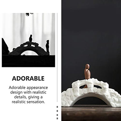Cabilock 1pc Ornaments Miniture Decoration Zen Arc Bridge Climbing Ladder for Arch Plank Table Top Decor Mini Doll House Terrarium Bridge Glass Decor Ceramics Fish Tank Accessories White