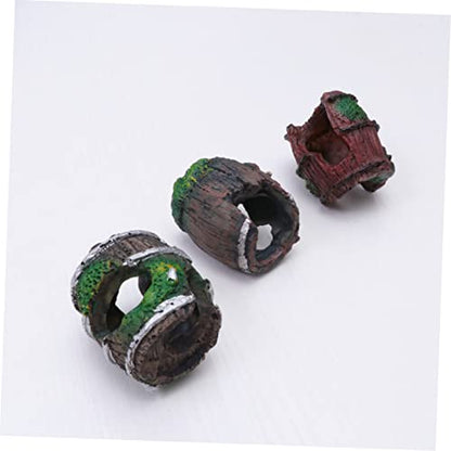 Yardwe Aquarium Landscape Ornament 3pcs Mini Barrel Decor Realistic Fish Tank Decor Easy Cleaning and Safe for