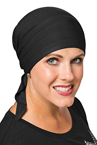 Cardani Instant Tie Headscarf - Padded Easy Tie Triangle Scarf in Luxury Viscose from Bamboo - color: Luxury Bamboo - Black