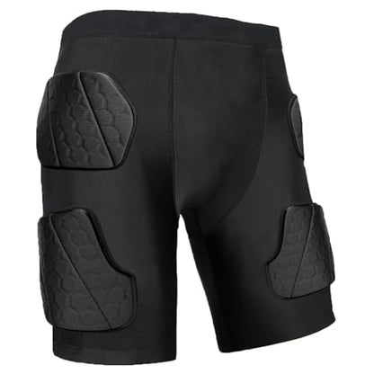 Football Padded Compression Shorts with Cup Pocket, 5 EVA Pads | 5 EVA foam pads provide hip, thigh and tailbone coverage with a built-in cup pocket and compression fit for football - size: Medium