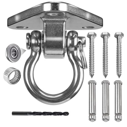 Stainless Steel Heavy Duty Swing Hanger with Smooth Swing Bearings 180° Ceiling Mount 1500 LB Capacity Swing Hardware for Swing Seat, Yoga, Heavy Bag, Porch Swing, Hanging Chair - size: 3 Holes-180°