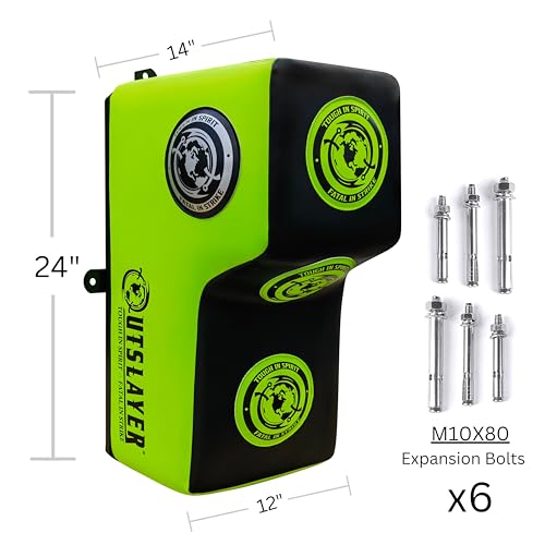 Outslayer Wall Mount Punching Bag - Space-Saving Boxing Training Equipment for Hooks, Uppercuts, Straight Combinations - High Density Foam, Wall Mounted Uppercut Boxing Bag - color: Neon Green