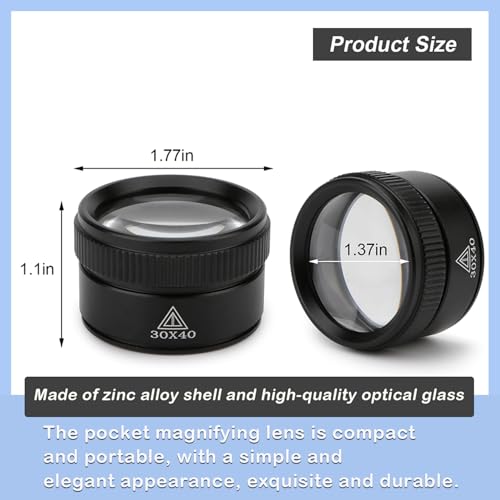Rongon 30X Portable Jewelers Loupe Pocket Handheld Magnifier | Sturdy metal, loupe handheld magnifying glass for jeweler stamps maps antiques magazines books repair electronics (30X 40MM) - size: 30X40MM