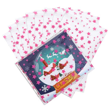 COQOFA 100 Pcs Star Printed Sealable Gift Wrap Cello Cellophane Bags Self sealing Adhensive Treat Bags Party Favor bags (5x7inch, Pink) - color: Pink(Self-sealing), size: 5x7 in