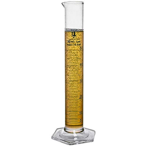 50ml Graduated Cylinder, Borosilicate 3.3 Glass, Single Metric Scale, Karter Scientific 246H1 (Pack of 50) - size: 50ml, style: Pack of 50