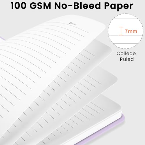 CICPAP Lined Spiral Journal Notebook, A5 College Ruled Notebook for Journaling, Note-Taking, and Daily Planning, Durable Hardcover with an Elegant Design, Light Purple - color: G.Light Purple