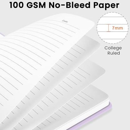 CICPAP Lined Spiral Journal Notebook, A5 College Ruled Notebook for Journaling, Note-Taking, and Daily Planning, Durable Hardcover with an Elegant Design, Light Purple - color: G.Light Purple