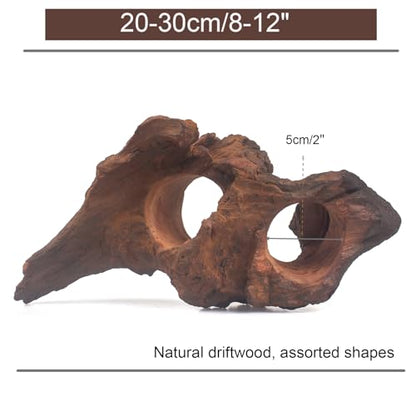 emours Porous Natural Driftwood for Aquarium, Aquascaping Driftwood with Holes, Hand-Selected Tunnels & Hideouts, Aquascaping Hardscape, Terrarium Reptile Décor, No Paint or Resin (8-12" (20-30 cm)) - size: 8-12" (20-30 cm)