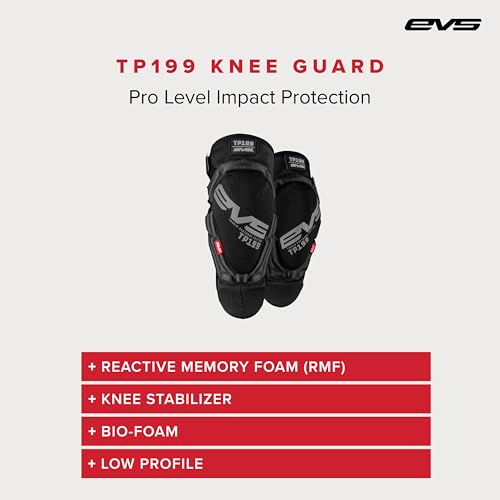 EVS TP199 Travis Pastrana, Moto Knee/Shin Guard, Reactive Memory Foam | CE Level 2 knee protection w/ RMF impact foam, breathable air mesh, stabilizer sleeve, silicone grippers, polyflex shin guard - color: Blackout, size: Youth