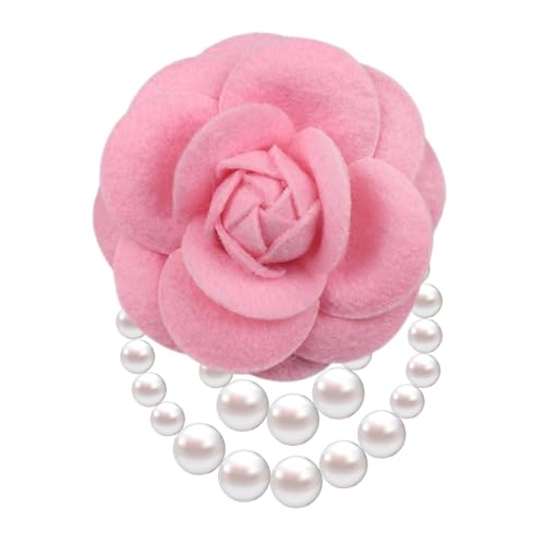 Vintage White Flower Pearl Tassel Brooch Pins for Women Trendy Camellia Pearl Hair Pins Christmas Pins Dainty Shawl Brooches Bracelet Birthday Jewelry - color: Peach