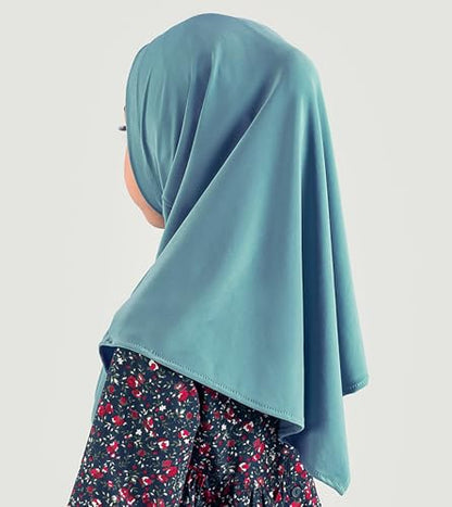 Modefa Islamic Girl Child Practical Amira Hijab Two Piece Muslim Scarf & Bonnet - Instant Easy Hijab - color: Slate Blue