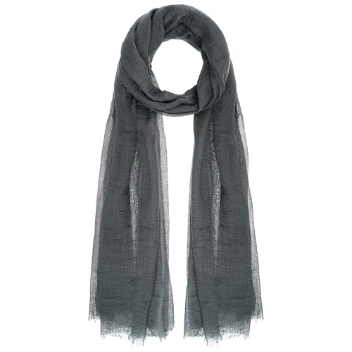 Nydotd Women Summer Cotton Linen Scarf Crinkle Long Beach Shawl Wrap hijab with Fringe - color: Dark Grey
