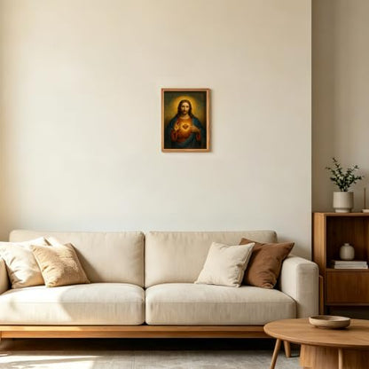 AUUAUU Sacred Heart of Jesus Wall Art Christian Canvas Painting 12x16 Inch - color: Wooden Framed Sacred Heart of Jesus, size: 16"L x 12"W
