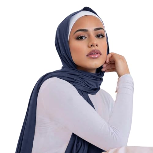 Hijab Scarf for Women Soft Cotton Muslim Jersey Hijab Head Wrap Scarves Fashion Long Scarf Shawls - color: Grey