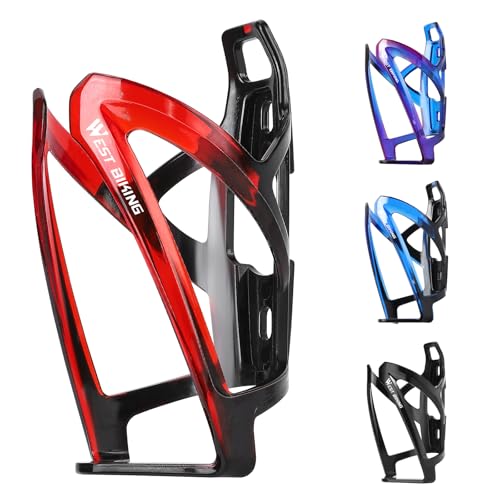 Bike Water Bottle Cage, Durable Ultralight Plastic Water Drink Holder Rack, Lightweight PC Water Bottle Holder for Bicycle, Cycling Bottle Holder Cages for MTB, Road Bike, Mountain Bikes - color: Black red
