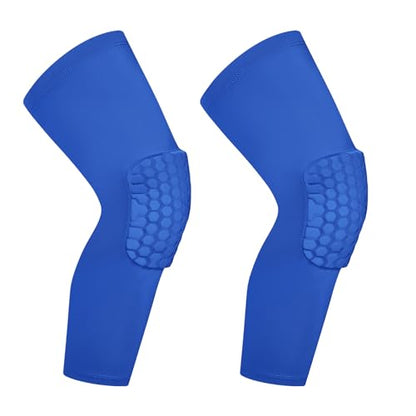 BaronHong Hex Knee Sleeve Compression Pads Knee Pads Wrestling Brace Leg Honeycomb Pad for Volleyball Basketball Adult Youth - color: Blue, size: X-Large