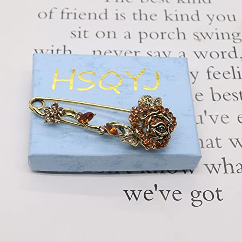 Crystal Pearl Flower Brooches Pins Fashion Beautiful Created Rhinestone Floral Brooch Good Idea for Party Dance Wedding Banquet for Elegant Women Girl - color: Retro Rose Flower