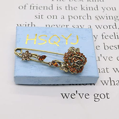 Crystal Pearl Flower Brooches Pins Fashion Beautiful Created Rhinestone Floral Brooch Good Idea for Party Dance Wedding Banquet for Elegant Women Girl - color: Retro Rose Flower