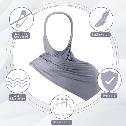 Handepo 2 Pcs Instant Hijab Jersey Hijab for Women Muslim Head Scarf Soft Lightweight Long Stretch Scarf Shawl Wrap - color: Black, Dark Gray