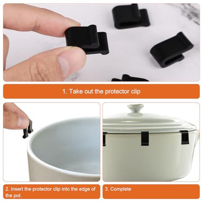 Gosknor 12pcs Dutch Oven Lid Protector Clips, Silicone, Black, Round, Oval, Accessory - color: black