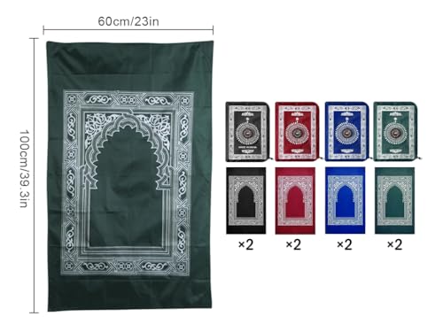 Portable Travel Prayer Mat,8 Pieces Portable Muslim Islamic Prayer Mat,Polyester Prayer Rug,4 Colors Muslim Prayer Carpet with Pocket for Islamic Gifts Ramadan Family Trips(60 cm x 100 Cm)