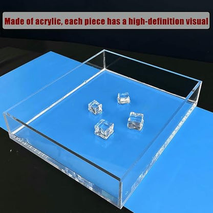 Acrylic Water Tank Deep and Shallow Sink Five-Sided Tray, 2 in Thickness Fish Tank Shooting Transparent Water Tank Pool, Food and Cosmetics Storage Box - size: 50x40x6cm/19.7x15.7x2.3in