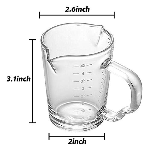 150ml Glass Measuring Cup Double Spouts Espresso Cup Shot Glass Heat-Resistant Handle Transparent Scale Ounce Measure Jugs Mixing Mug for Bar Party Wine Milk Coffee Liquid Heavy Glass Measuring Cup