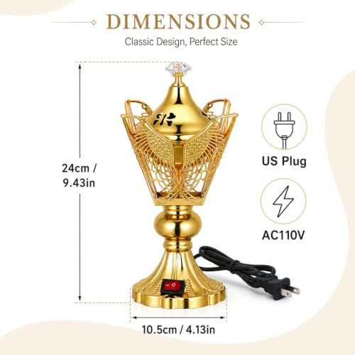 NOLITOY Electric Bakhoor Burner for Home - Iron Oud Resin Incense Burner Plug in - Decorative Middle Eastern Censer for Meditation Yoga Office 9-inch (us Plug)