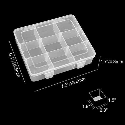 9 Grids Plastic Storage Compartment Organizer Container with Adjustable Dividers for Crafts, Earrings, Screws, Nail, Bandages, Pins and More (1)