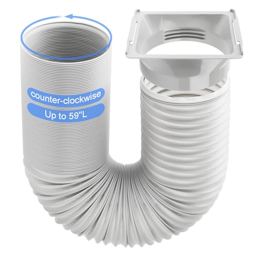 Portable AC Hose with Adapter, 5.9" Dia x 59" L Replacement Exhaust Hose A2 | Anti-Clockwise Flexible Portable Air Conditioner Duct, Check Coupler/AC Compatibility Before Ordering, Durabe PVC Connector - size: Dia 5.9" Exhaust Hose L 59"&Coupler AA02